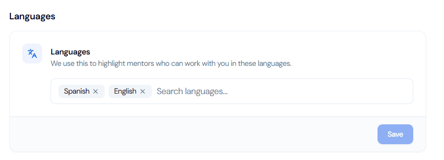 Mentee Languages Mentors CX