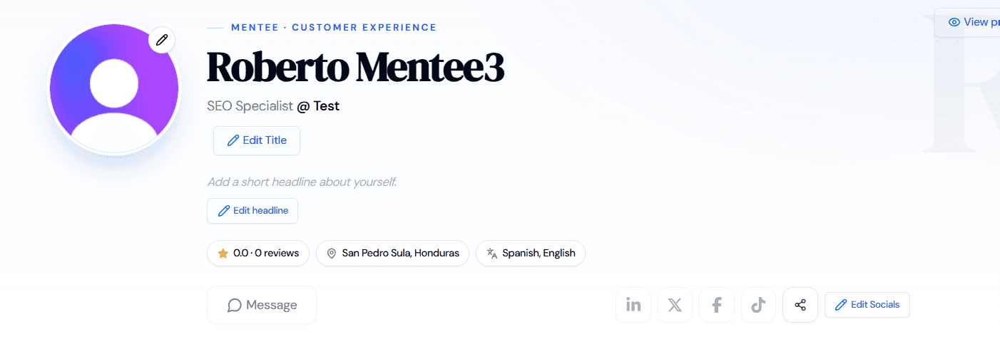 Mentee Profile Mentors CX