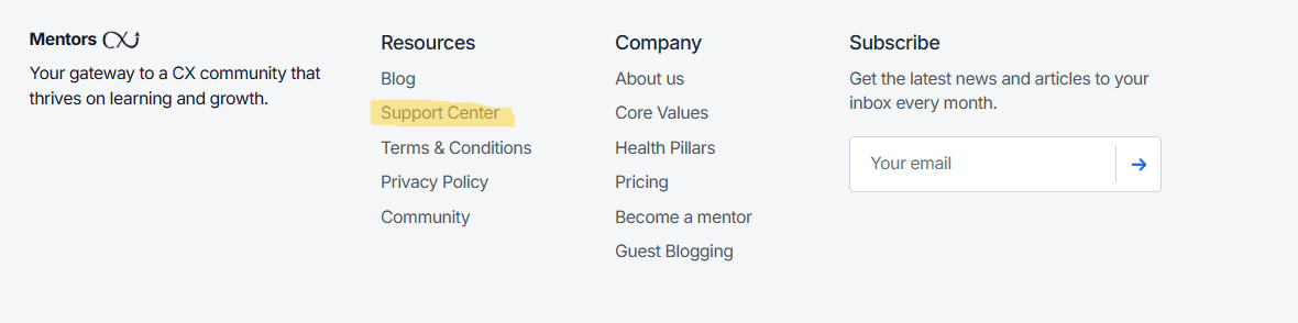 Mentors CX Website Footer