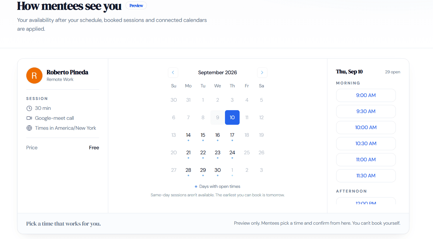 Mentor calendar Mentors CX