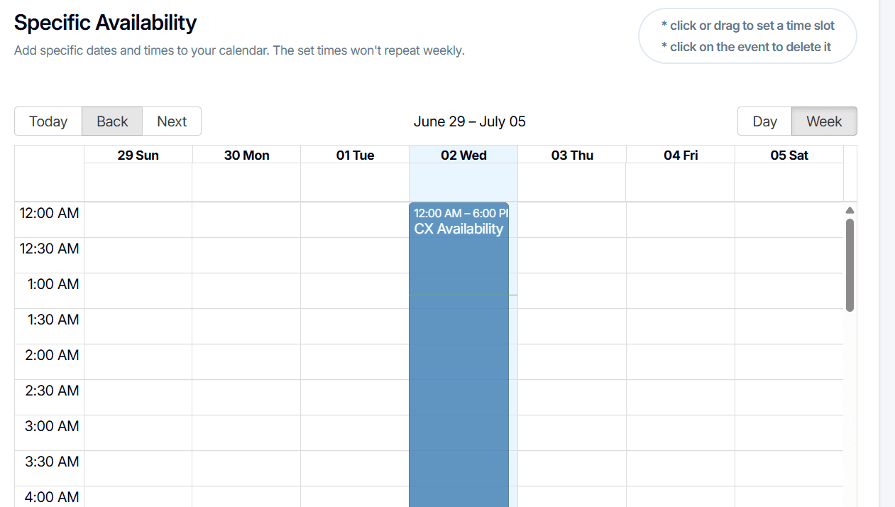 Mentor specific availability Mentors CX