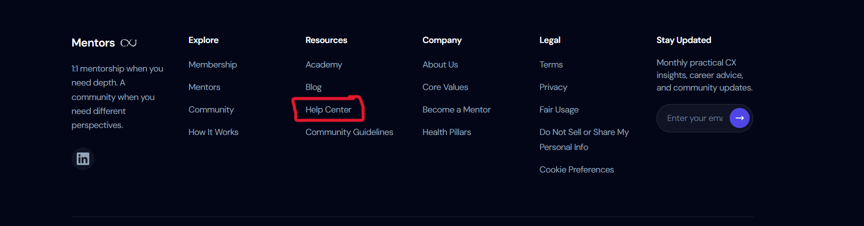 Mentors CX Footer