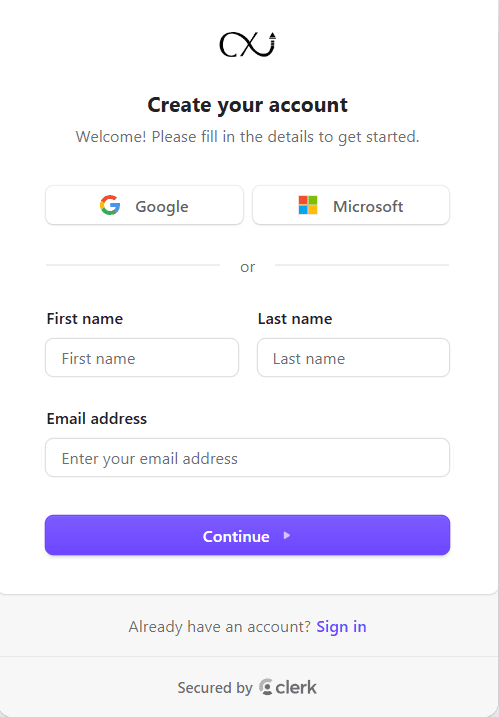 Create your account