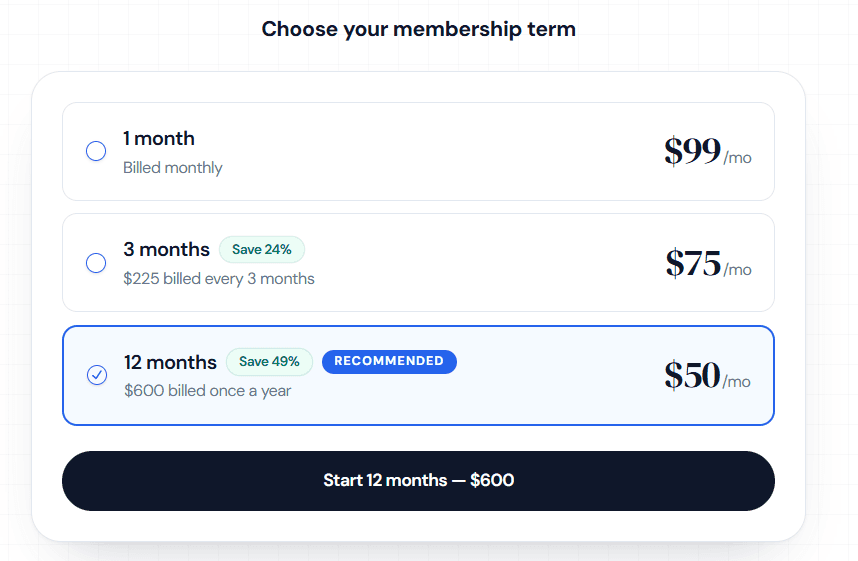 Mentors CX Membership plans